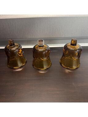 set of 3 vintage Homco amber glass tulip shaped votive candle holders *